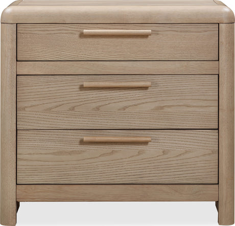Furano Ginger Three Drawer Ash Wood Nightstand by Modus Furniture at Eve Furniture