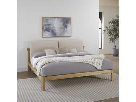 Furano Queen Upholstered Two Cushion Platform Bed in Ginger and Natural Linen by Modus Furniture at Eve Furniture
