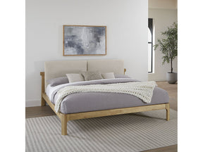 Furano Queen Upholstered Two Cushion Platform Bed in Ginger and Natural Linen by Modus Furniture at Eve Furniture