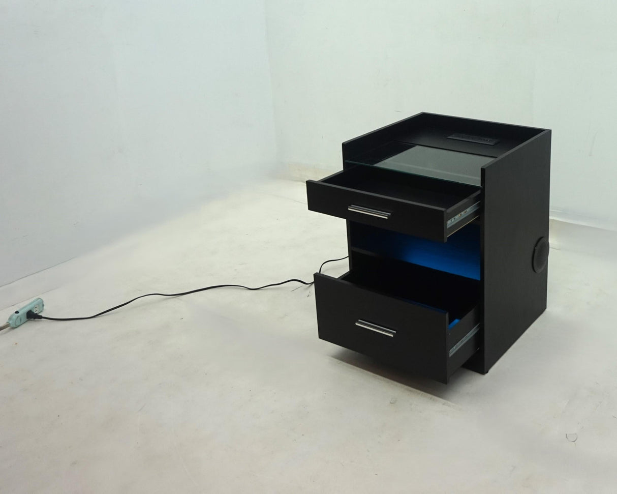 Furda Black Ash 2-drawer Led Nightstand Bedside Table With Speaker by Coaster at Eve Furniture
