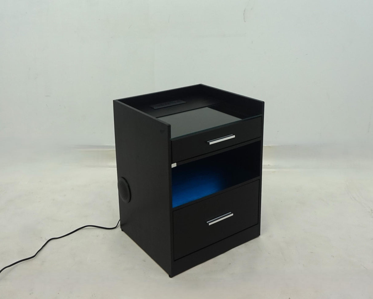 Furda Black Ash 2-drawer Led Nightstand Bedside Table With Speaker by Coaster at Eve Furniture