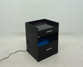 Furda Black Ash 2-drawer Led Nightstand Bedside Table With Speaker by Coaster at Eve Furniture