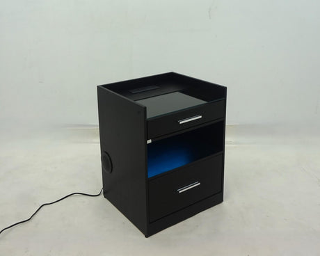 Furda Black Ash 2-drawer Led Nightstand Bedside Table With Speaker by Coaster at Eve Furniture
