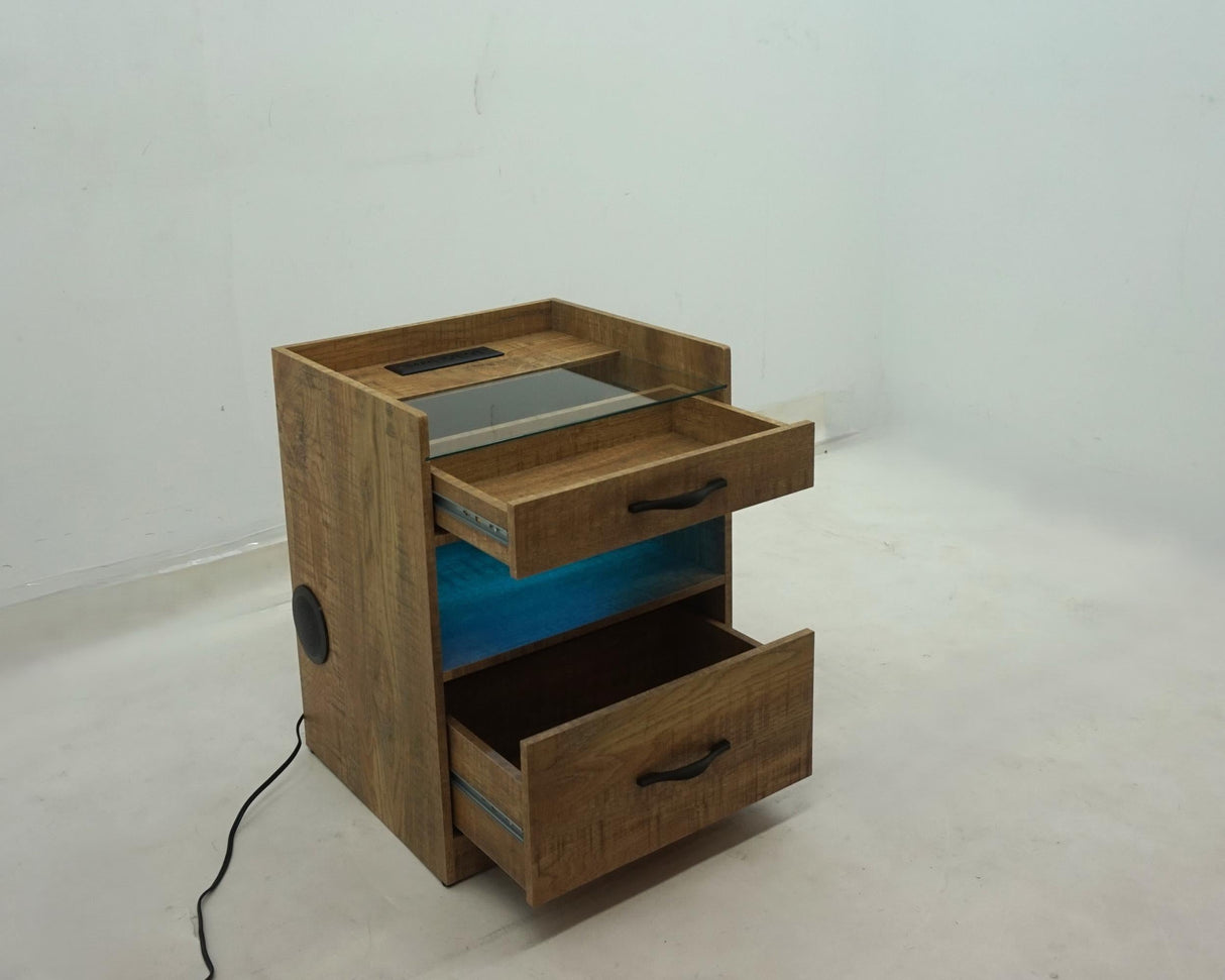 Furda Mango 2-drawer Led Nightstand Bedside Table With Speaker by Coaster at Eve Furniture