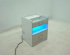 Furda White High Gloss 2-drawer Led Nightstand Bedside Table With Speaker by Coaster at Eve Furniture