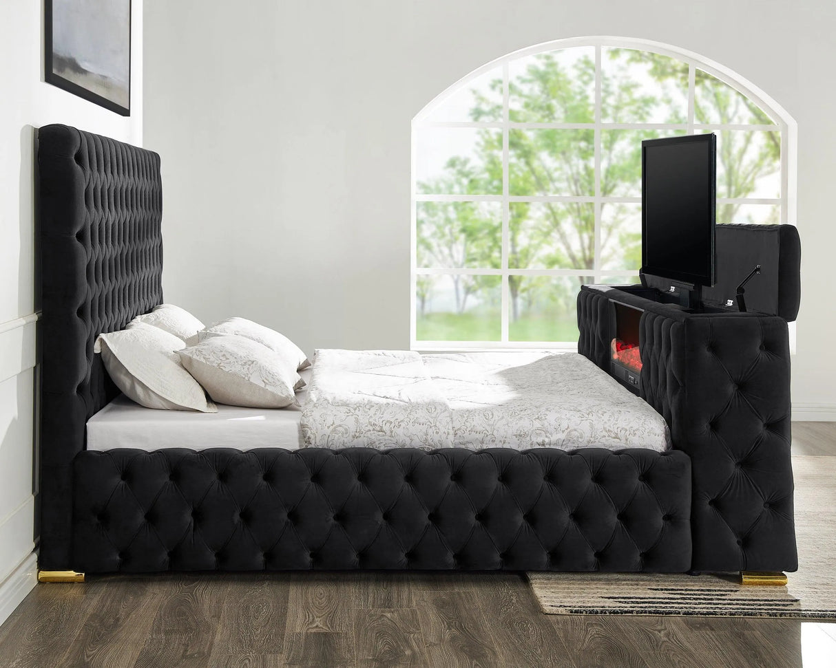 Future Black Queen Platform Bed by Happy Homes at Eve Furniture