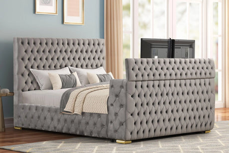 Future Gray King Platform Bed by Happy Homes at Eve Furniture