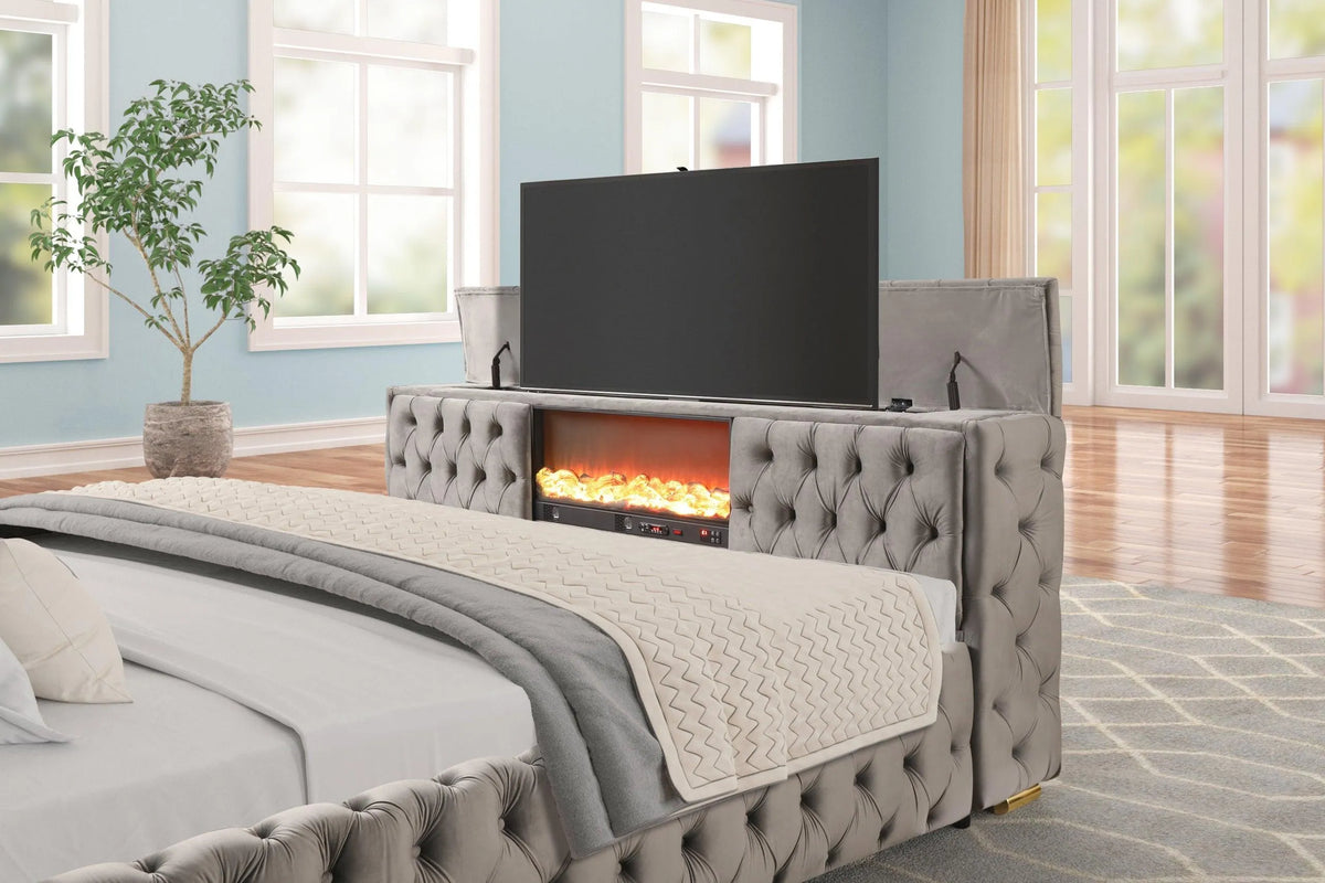 Future Gray Queen Platform Bed by Happy Homes at Eve Furniture