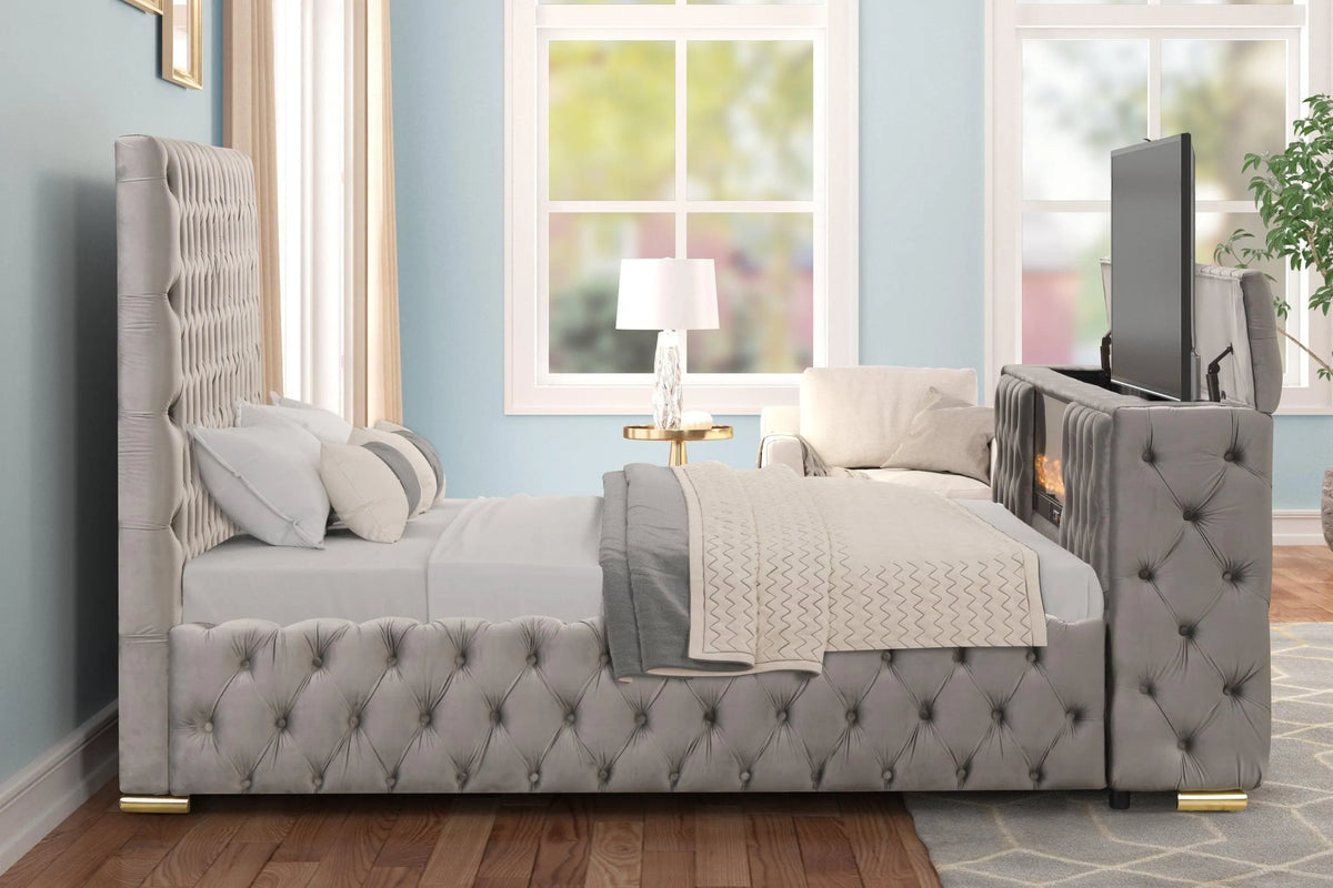 Future Gray Queen Platform Bed by Happy Homes at Eve Furniture