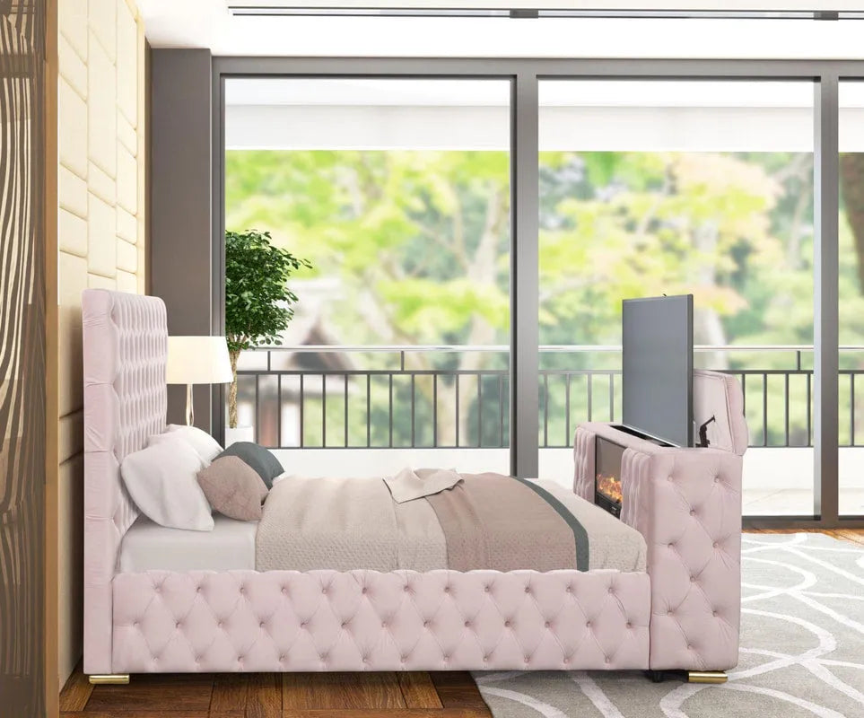Future Pink King Platform Bed by Happy Homes at Eve Furniture