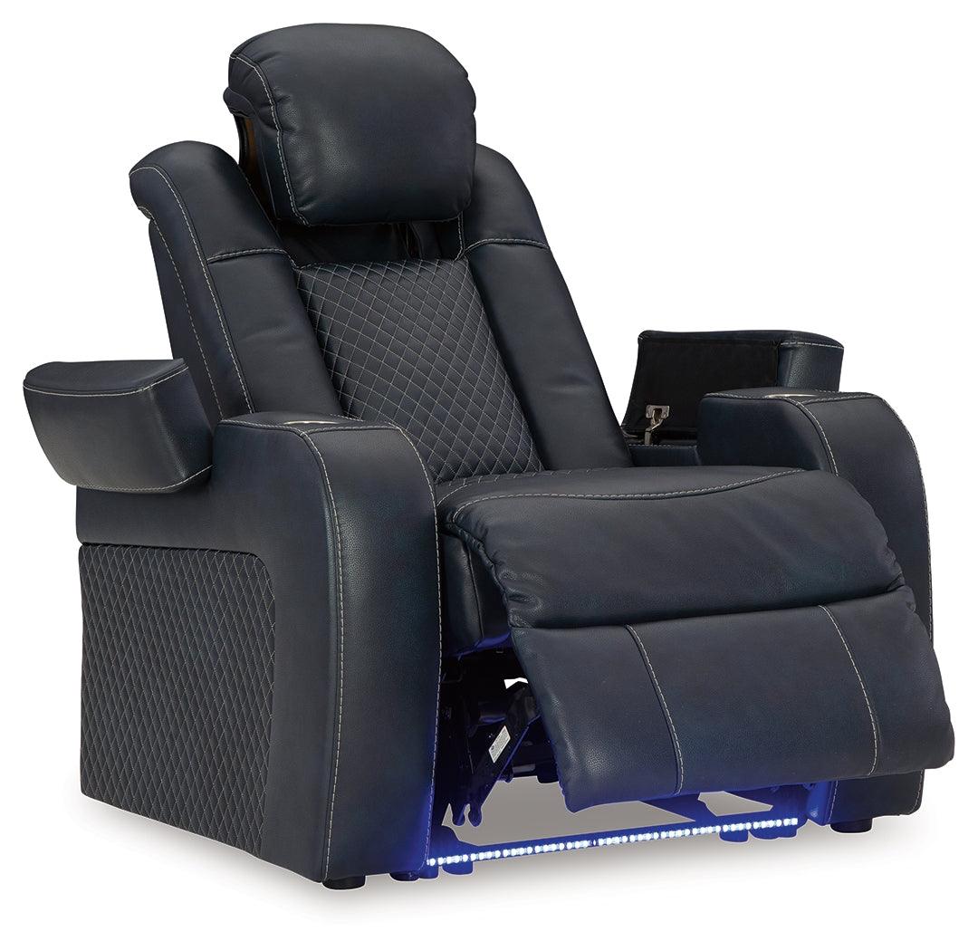 Fyne-Dyme Sapphire Dual Power Recliner by Ashley at Eve Furniture