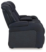 Fyne-Dyme Sapphire Dual Power Reclining Loveseat with Console by Ashley at Eve Furniture