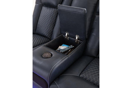 Fyne-Dyme Sapphire Dual Power Reclining Sofa and Loveseat by Ashley at Eve Furniture