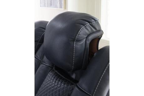 Fyne-Dyme Sapphire Dual Power Reclining Sofa and Loveseat by Ashley at Eve Furniture