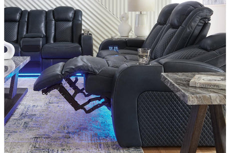 Fyne-Dyme Sapphire Dual Power Reclining Sofa and Loveseat by Ashley at Eve Furniture