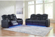 Fyne-Dyme Sapphire Dual Power Reclining Sofa and Loveseat by Ashley at Eve Furniture