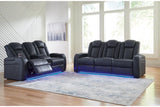 Fyne-Dyme Sapphire Dual Power Reclining Sofa and Loveseat by Ashley at Eve Furniture