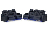 Fyne-Dyme Sapphire Dual Power Reclining Sofa and Loveseat by Ashley at Eve Furniture