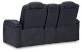 Fyne-Dyme Sapphire Power Reclining Loveseat with Console