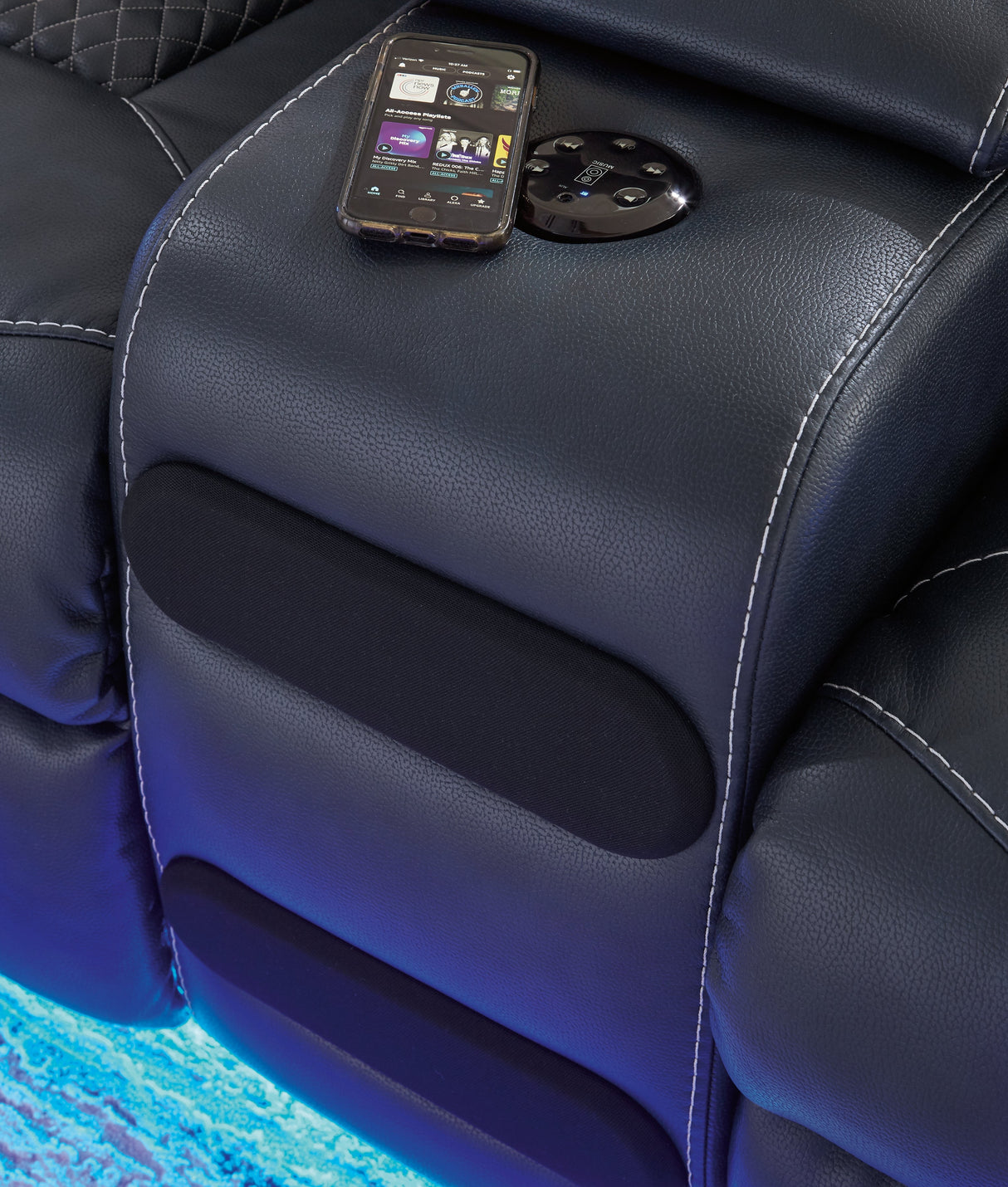 Fyne-Dyme Sapphire Power Reclining Loveseat with Console