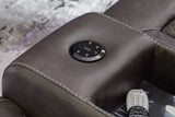 Fyne-Dyme Shadow Dual Power Reclining Loveseat with Audio Console by Ashley at Eve Furniture