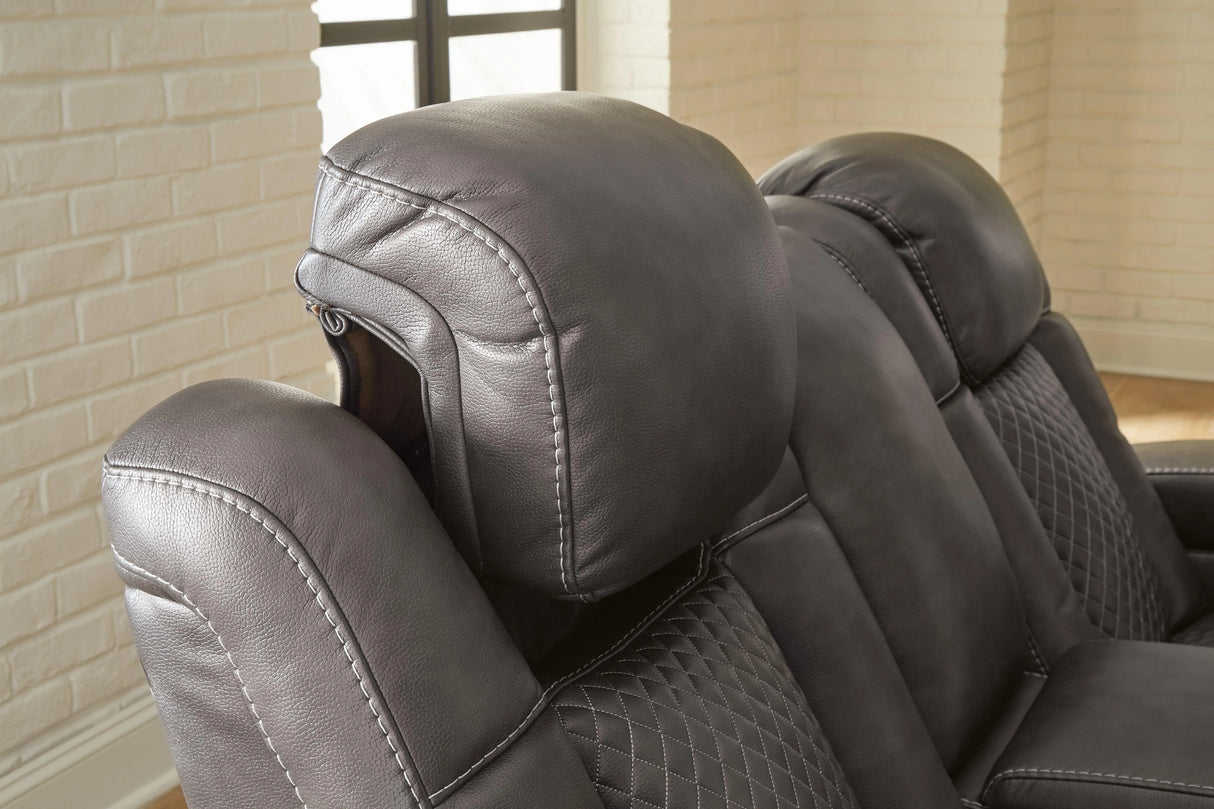Fyne-Dyme Shadow Dual Power Reclining Sofa by Ashley at Eve Furniture