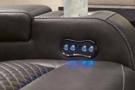 Fyne-Dyme Shadow Dual Power Reclining Sofa by Ashley at Eve Furniture