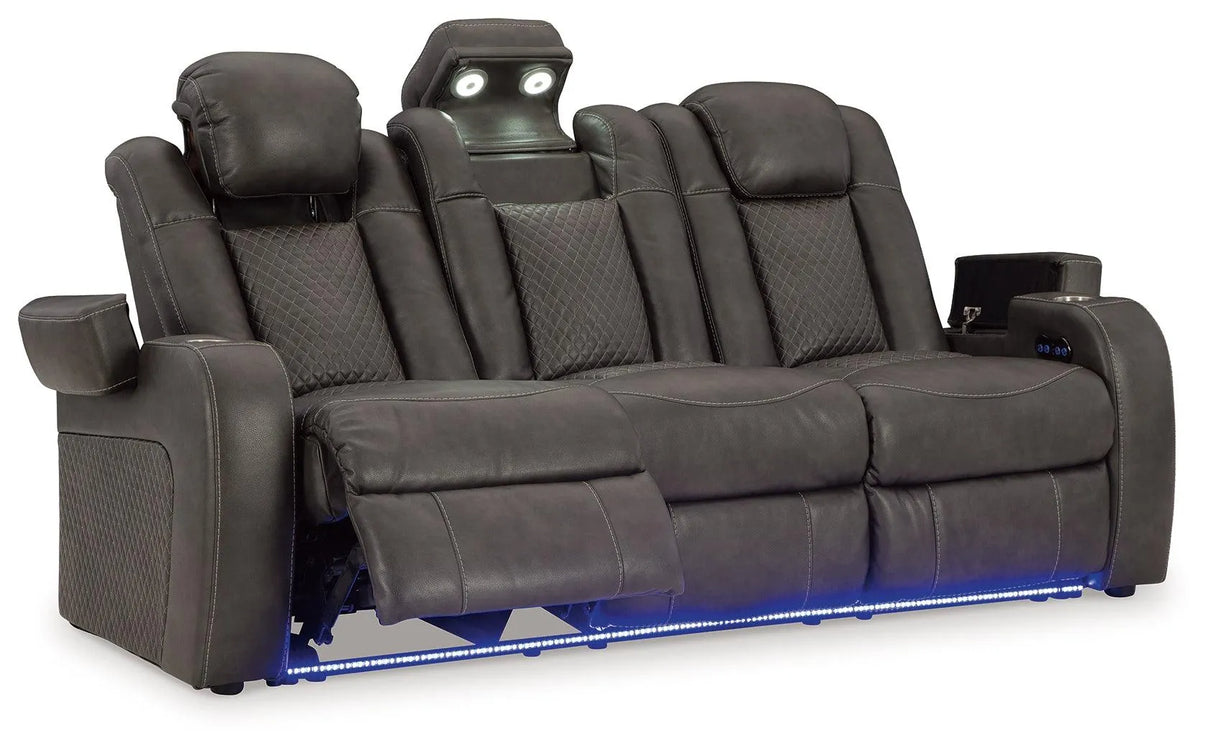 Fyne-Dyme Shadow Dual Power Reclining Sofa by Ashley at Eve Furniture