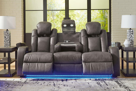Fyne-Dyme Shadow Dual Power Reclining Sofa by Ashley at Eve Furniture