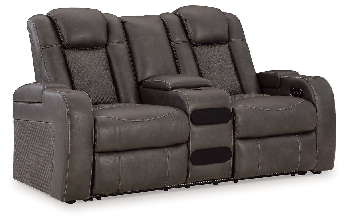 Fyne-Dyme Shadow Power Reclining Loveseat with Console