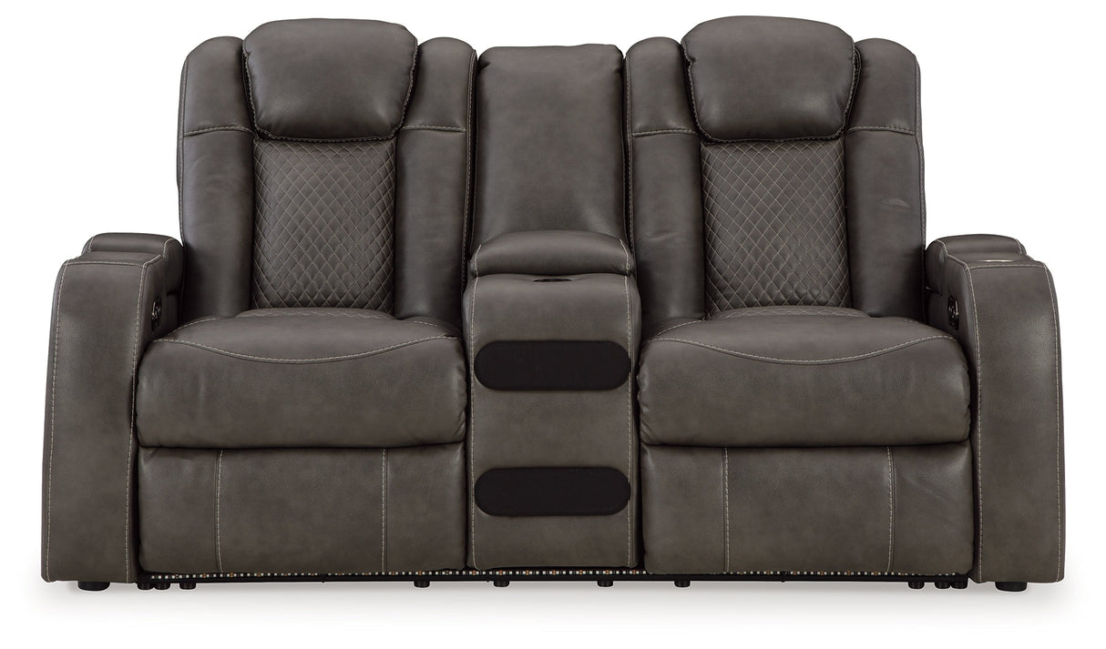 Fyne-Dyme Shadow Power Reclining Loveseat with Console