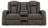 Fyne-Dyme Shadow Power Reclining Loveseat with Console