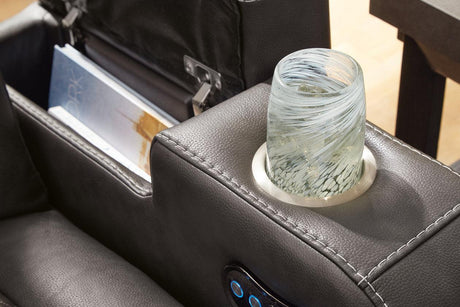 Fyne-Dyme Shadow Power Reclining Sofa and Loveseat by Ashley at Eve Furniture