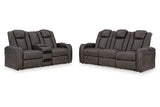 Fyne-Dyme Shadow Power Reclining Sofa and Loveseat by Ashley at Eve Furniture