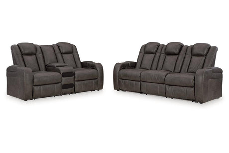 Fyne-Dyme Shadow Power Reclining Sofa and Loveseat by Ashley at Eve Furniture