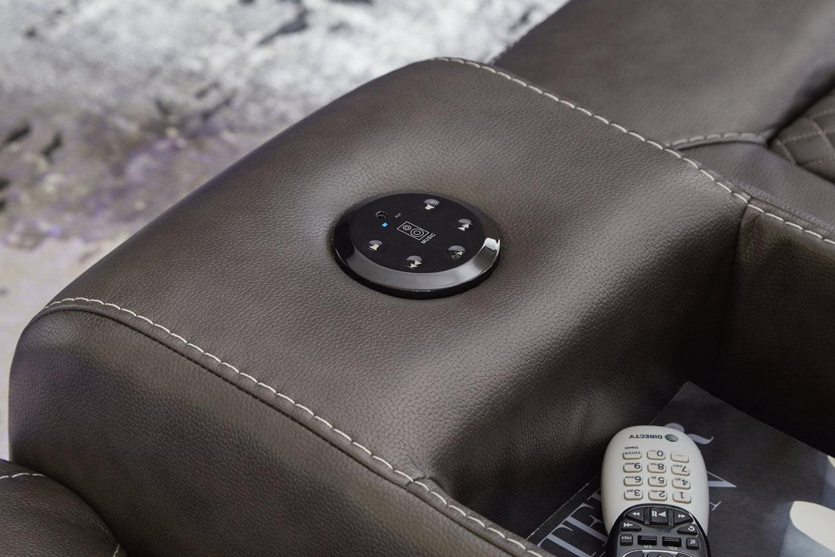 Fyne-Dyme Shadow Power Reclining Sofa and Loveseat by Ashley at Eve Furniture