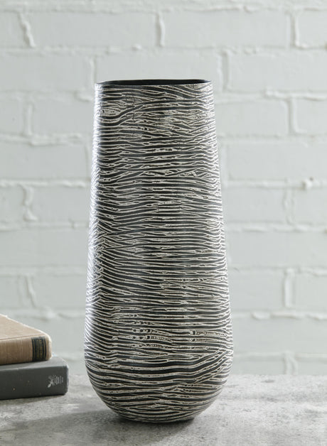 Fynn Antique Gray Vase by Ashley at Eve Furniture