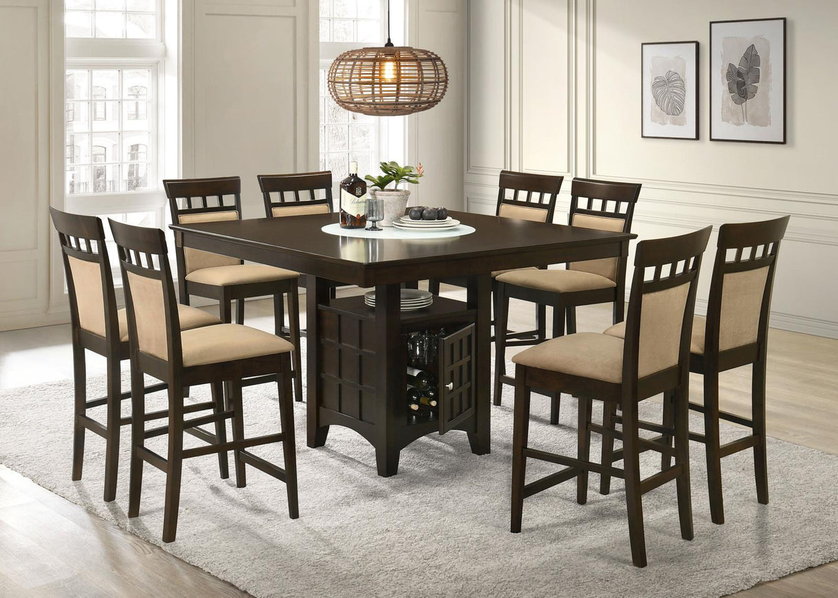 Gabriel Cappuccino 9-Piece Square Counter Height Dining Set