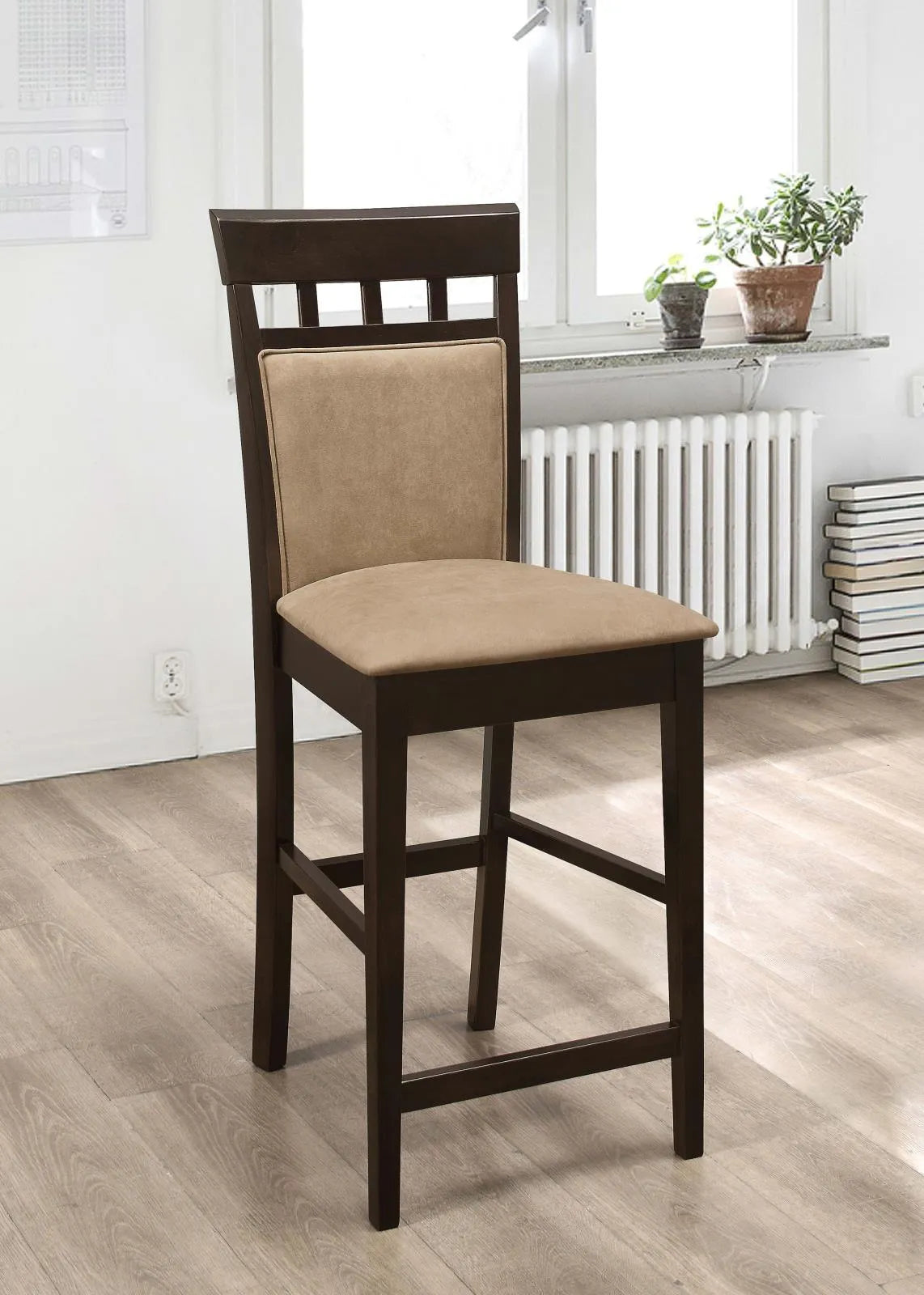 Gabriel Cappuccino and Tan Upholstered Counter Height Stools, Set of 2 by Coaster at Eve Furniture