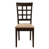 Gabriel Cappuccino/Tan Lattice Back Side Chairs, Set of 2 by Coaster at Eve Furniture