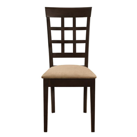 Gabriel Cappuccino/Tan Lattice Back Side Chairs, Set of 2 by Coaster at Eve Furniture