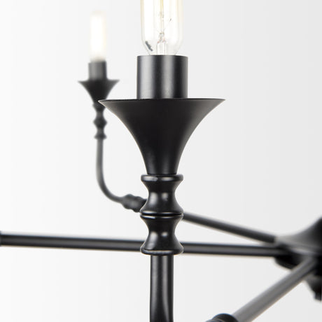 Gabriel Large Matte Black Chandelier by Mercana at Eve Furniture