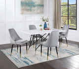 Gabrielle White/Grey 5-Piece Marble Top Rectangular Dining Set