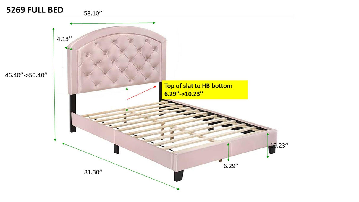 Gaby Silver Full Upholstered Platform Bed by Crown Mark at Eve Furniture