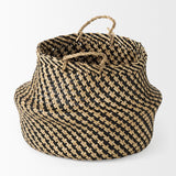 Gaia (Set of 3) Light and Dark Brown Cross Patterend Belly Seagrass Basket by Mercana at Eve Furniture