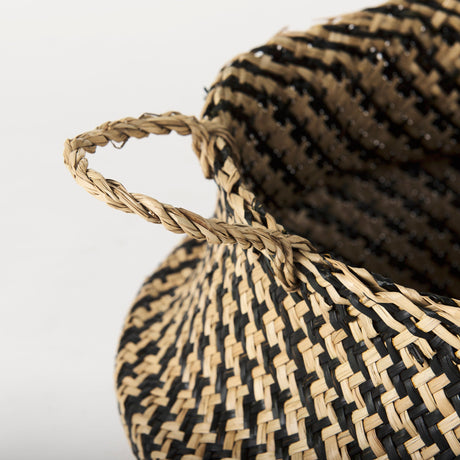 Gaia (Set of 3) Light and Dark Brown Cross Patterend Belly Seagrass Basket by Mercana at Eve Furniture