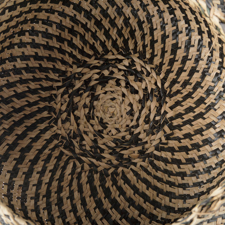 Gaia (Set of 3) Light and Dark Brown Cross Patterend Belly Seagrass Basket by Mercana at Eve Furniture