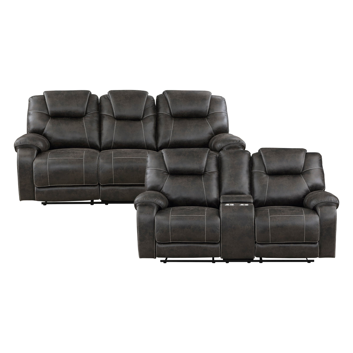 Gainesville Chocolate 2-Piece Double Reclining Set by Homelegance at Eve Furniture