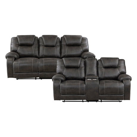 Gainesville Chocolate 2-Piece Double Reclining Set by Homelegance at Eve Furniture