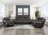Gainesville Chocolate Double Reclining Loveseat with Center Console by Homelegance at Eve Furniture
